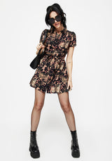 Pixie Floral Print Mini Shirt Dress