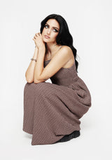 Midora Crinkle Check Racerback Midaxi Dress