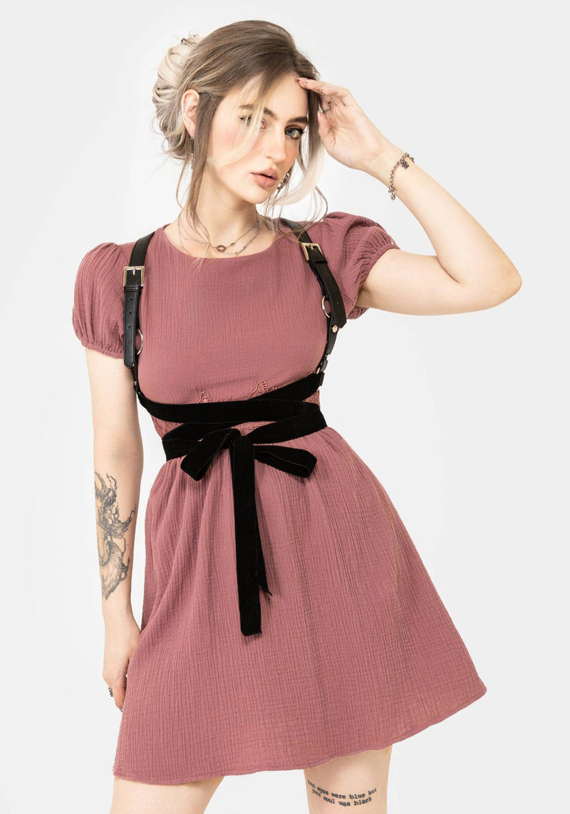 Rosamoth Applique Trim Cotton Mini Smock Dress