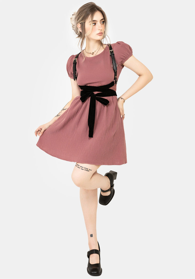 Rosamoth Applique Trim Cotton Mini Smock Dress