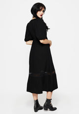 Mirage Lace Insert Puff Sleeve Maxi Dress