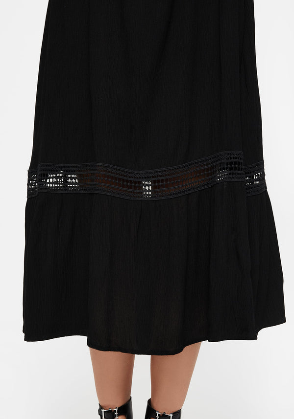 Mirage Lace Insert Puff Sleeve Maxi Dress