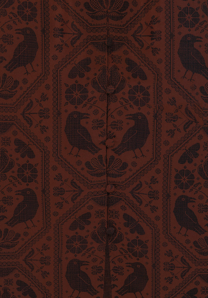 Annabel Raven Print Button Up Midi Dress - Rust