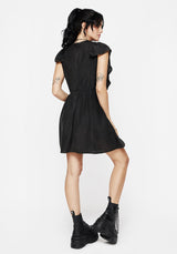 Eartha Cotton Embroidered Frill Detail Mini Dress