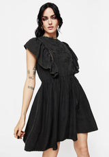 Eartha Cotton Embroidered Frill Detail Mini Dress