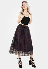 Sedona Organza Check Embroidered Midaxi Skirt