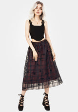 Sedona Organza Check Embroidered Midaxi Skirt