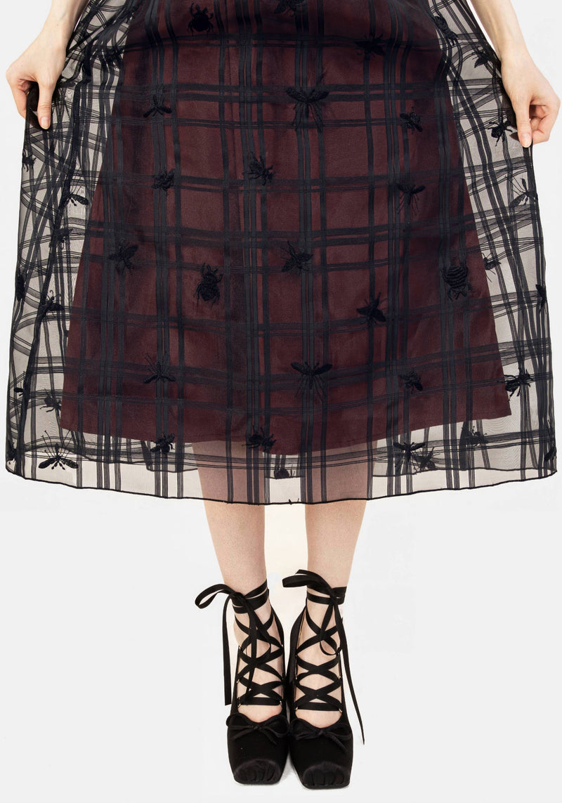 Sedona Organza Check Embroidered Midaxi Skirt