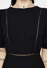 Blessing Puff Sleeve Tie Back Midi Dress