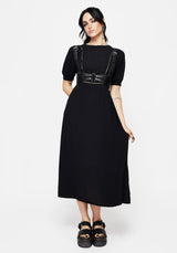 Blessing Puff Sleeve Tie Back Midi Dress