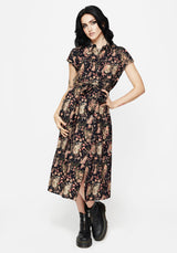Pixie Floral Print Midi Shirt Dress