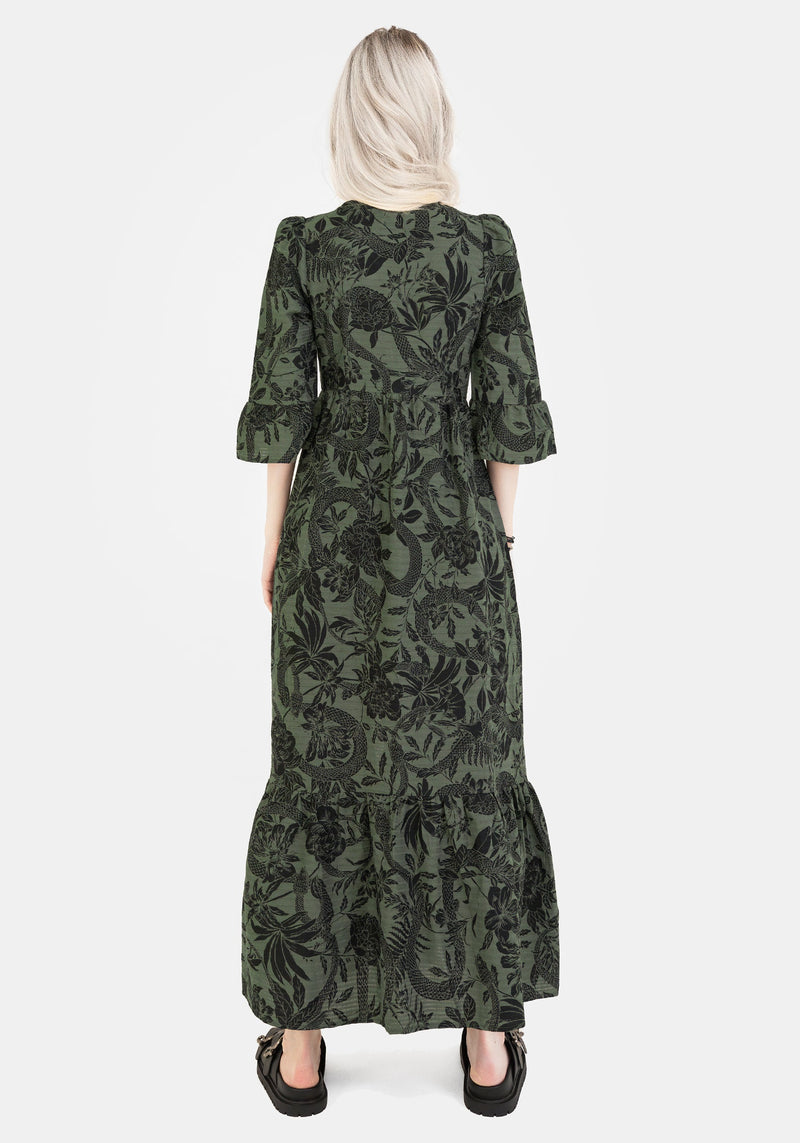 Bashe Cotton Maxi Over Dress - Green