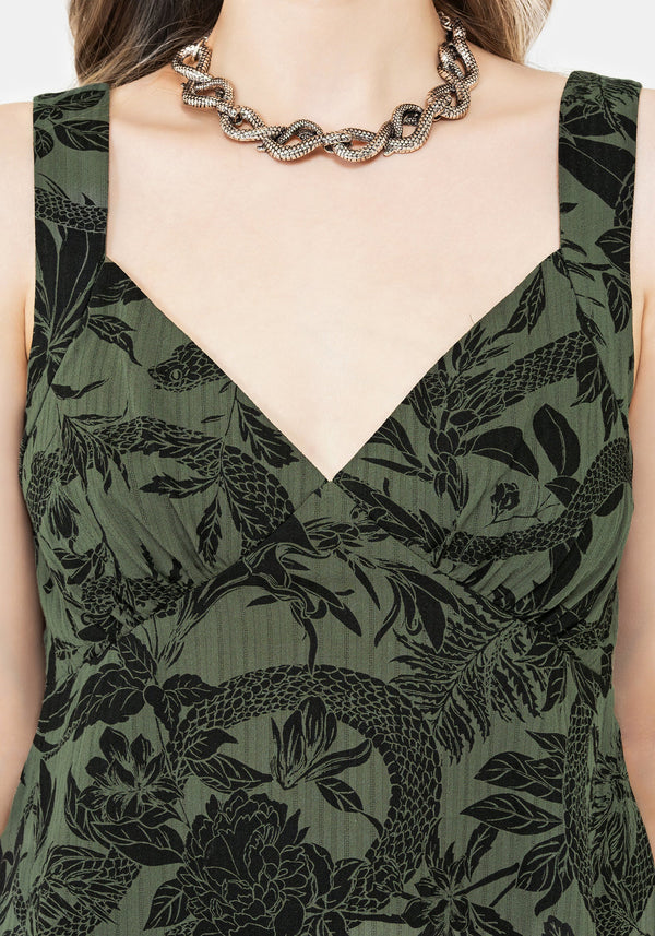 Bashe Cotton Mini Sun Dress - Green