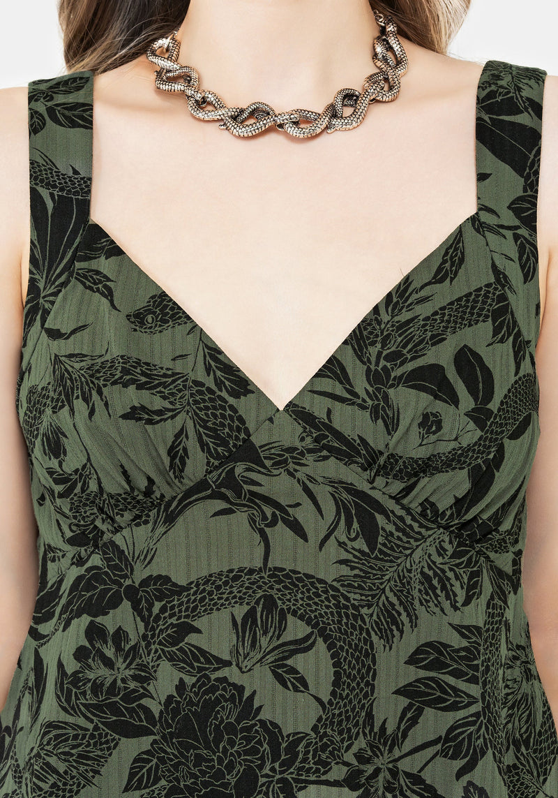 Bashe Cotton Mini Sun Dress - Green