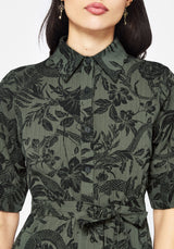 Bashe Cotton Midaxi Shirt Dress - Green