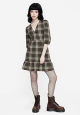 Clara Cotton Check Tiered Mini Smock Dress