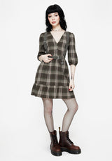 Clara Cotton Check Tiered Mini Smock Dress