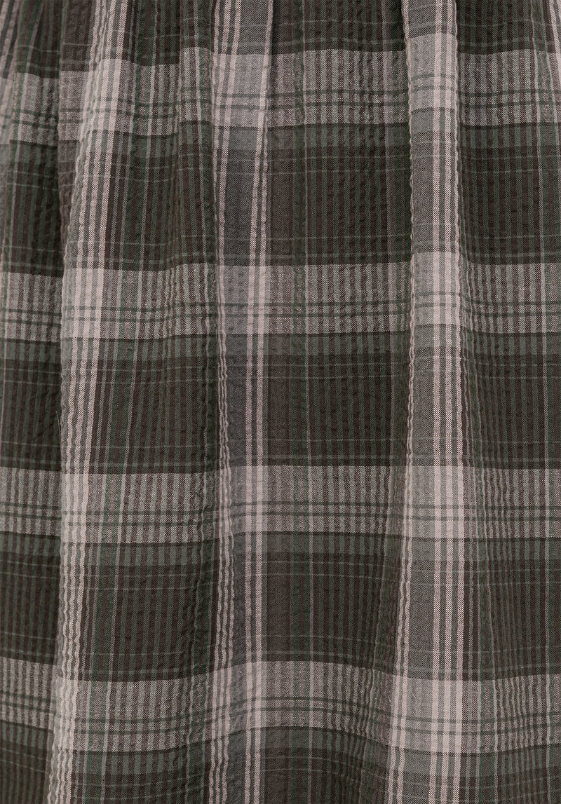 Clara Cotton Check Sleeveless Tiered Smock Midi Dress