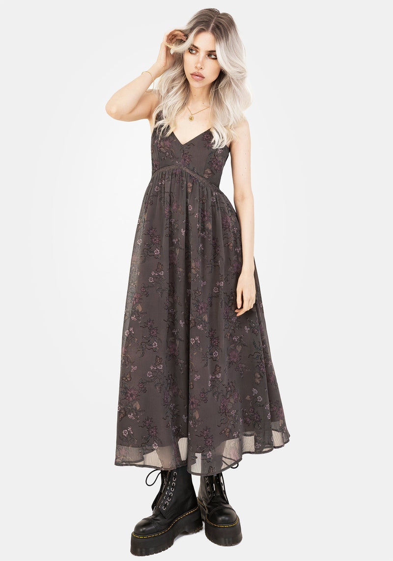 Arnora Chiffon Spitze Insert Cami Midaxi Kleid