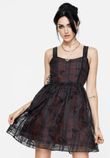 Sedona Organza Check Embroidered Mini Dress