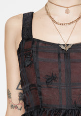 Sedona Organza Check Embroidered Mini Dress