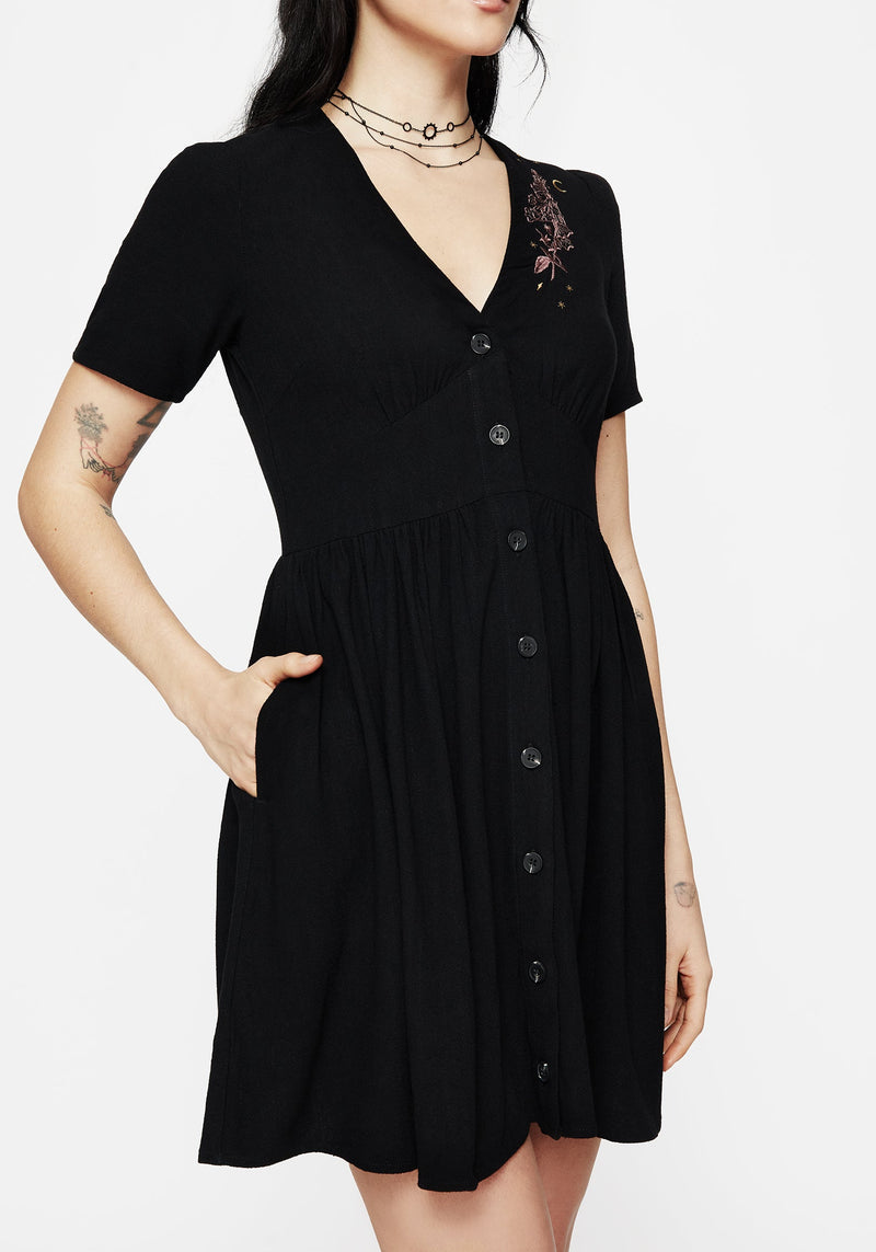 Foxglove V Neck Mini Dress