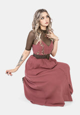 Abundance Cotton Floral Embroidered Bodice Cami Midaxi Dress