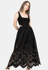 Maple Broderie Hem Maxi Skirt