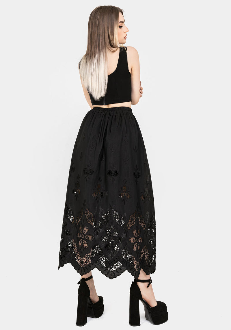 Maple Broderie Hem Maxi Skirt