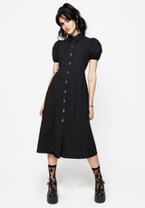 Despair Cotton Thistle Embroidered Button Up Midaxi Dress