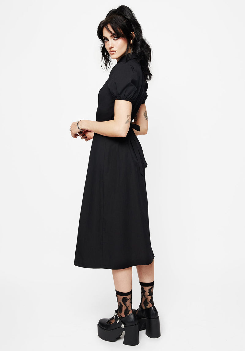 Despair Cotton Thistle Embroidered Button Up Midaxi Dress