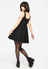 Despair Thistle Embroidered Corset Bodice Pleated Mini Dress