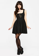 Despair Thistle Embroidered Corset Bodice Pleated Mini Dress