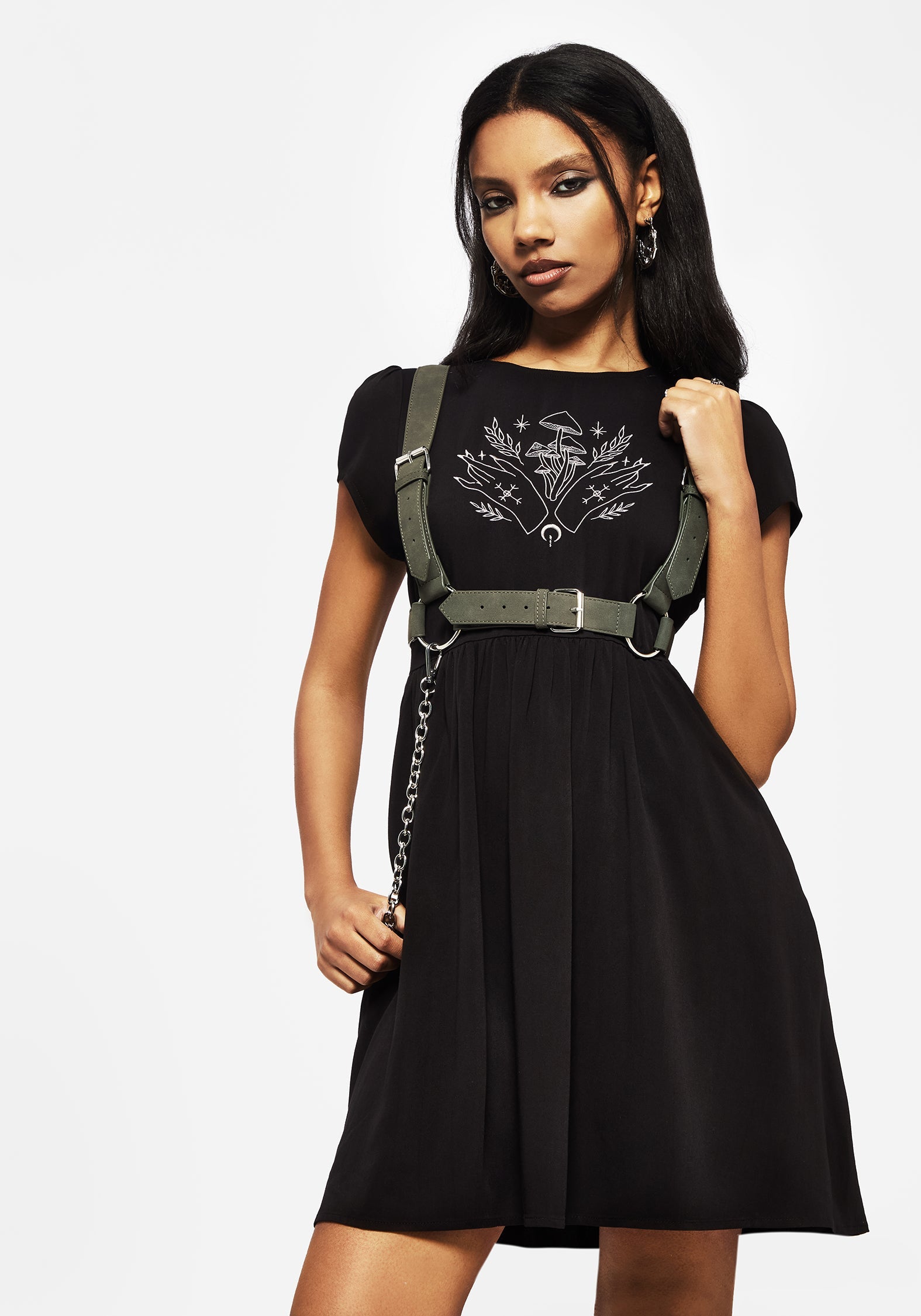Mystify Bestickt Skater Mini Kleid