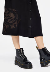 Fairfolk Floral Embroidery Tie Waist Button Down Midi Shirt Dress