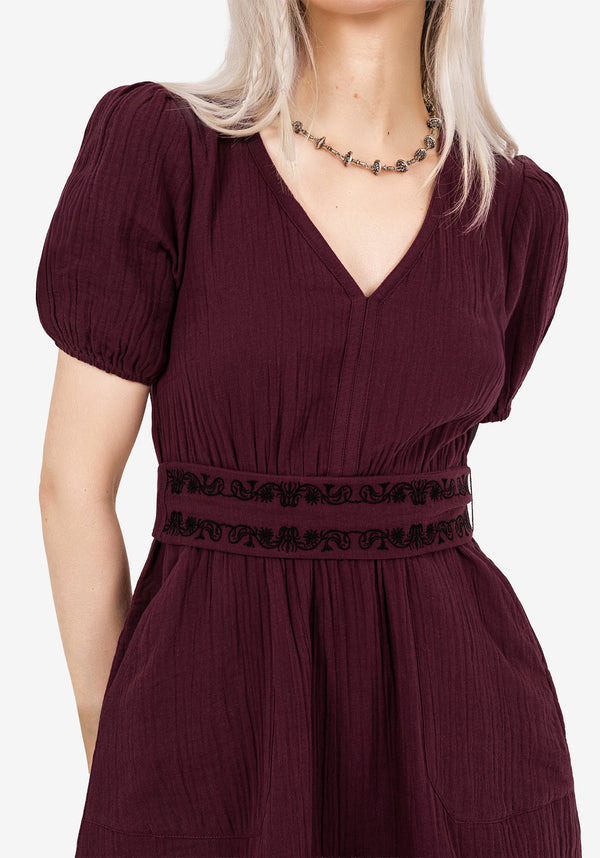 Poultice Embroidered Cotton Mini Dress