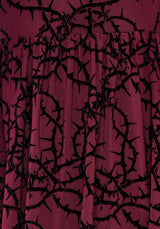 Prickle Thorn Print Mesh Puff Sleeve Mini Dress