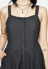 Faythe Cotton Check Button Up Apron Mini Dress
