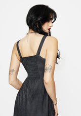 Faythe Cotton Check Button Up Apron Mini Dress