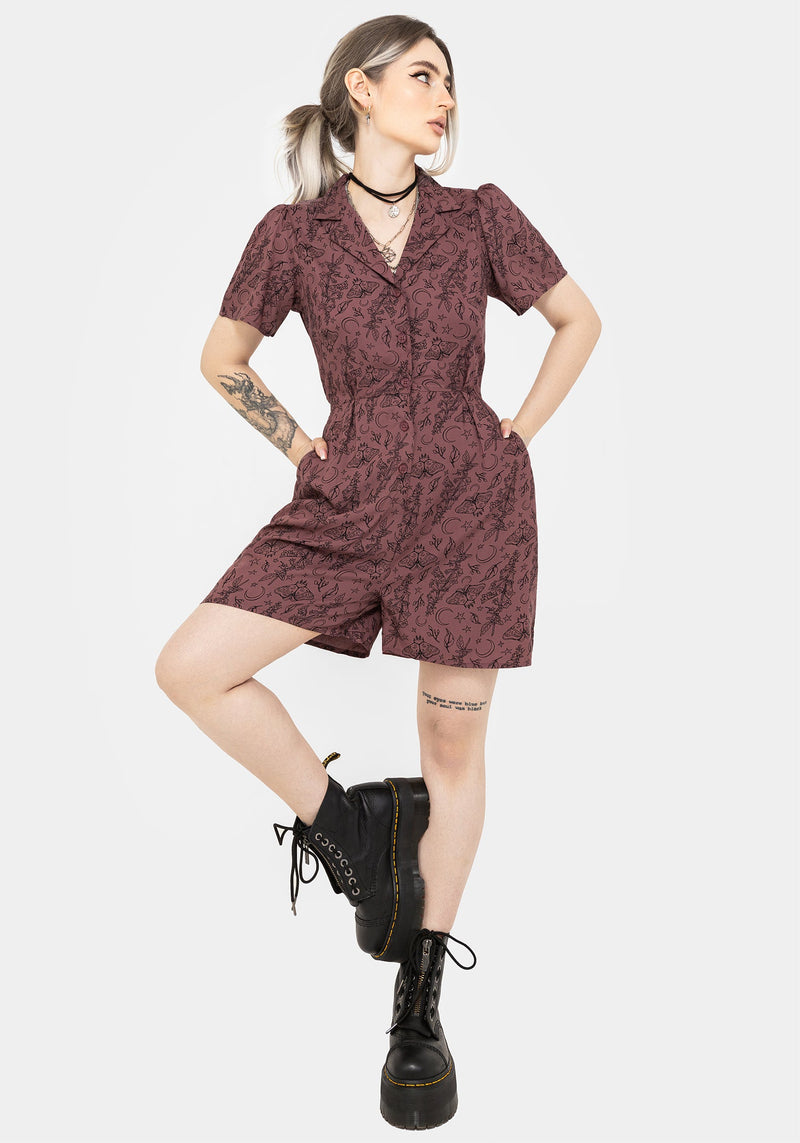 Roxana Moth Foxglove Button Up Playsuit
