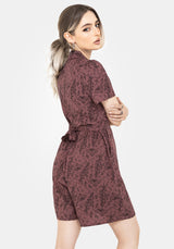 Roxana Moth Foxglove Button Up Playsuit