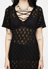 Elnora Moth Crochet Knit Maxi Dress