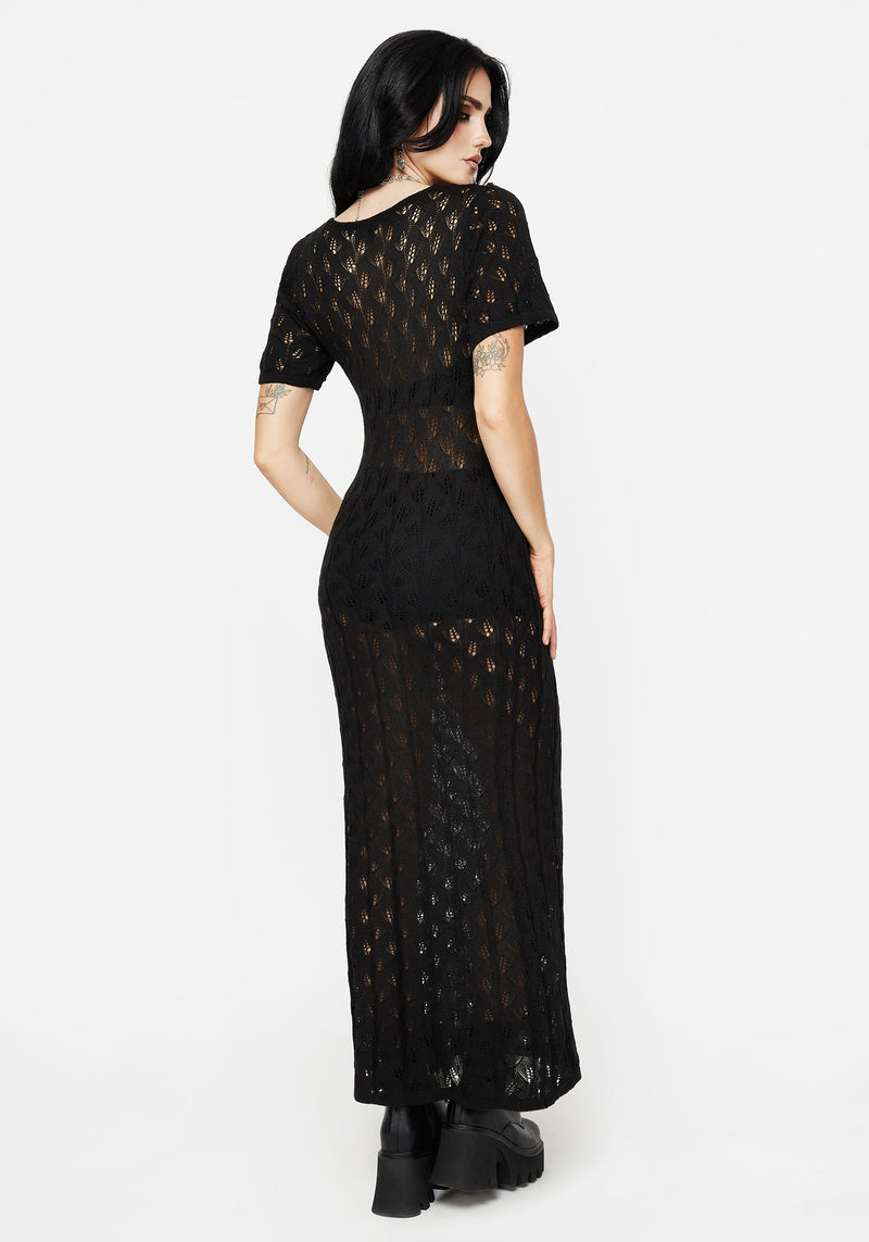 Elnora Moth Crochet Knit Maxi Dress