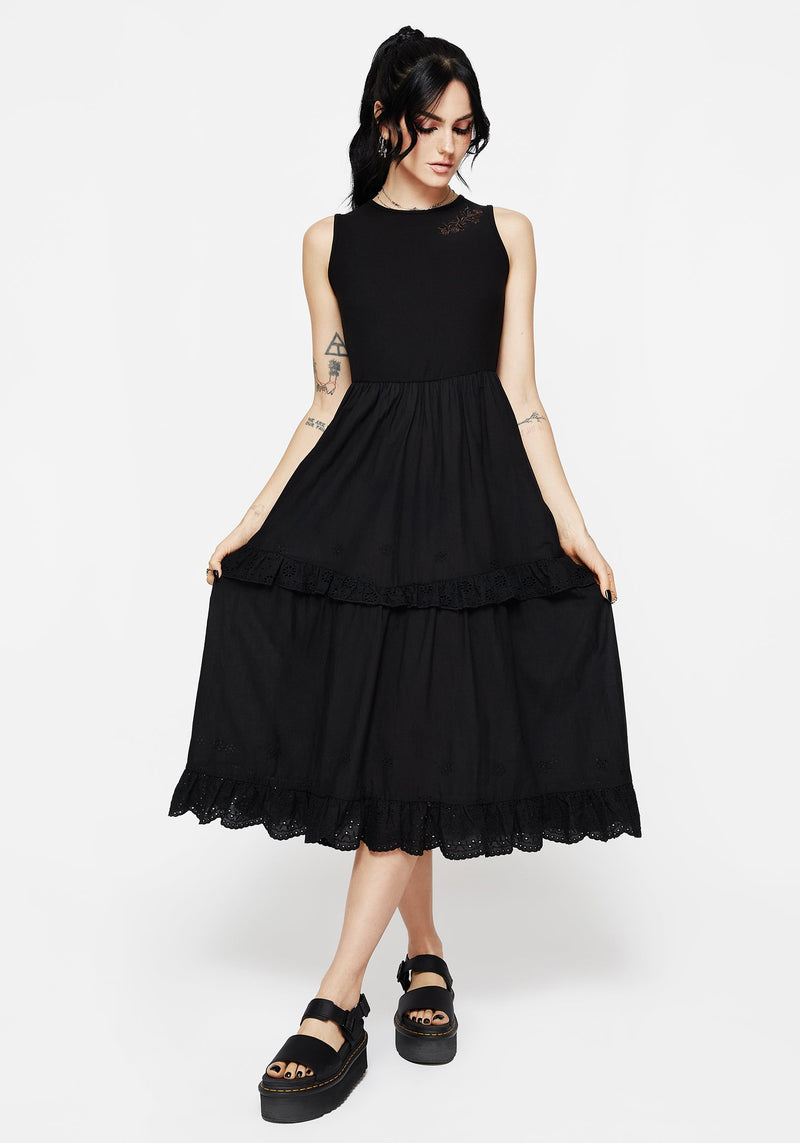 Laveau Embroidered Broderie Midi Dress