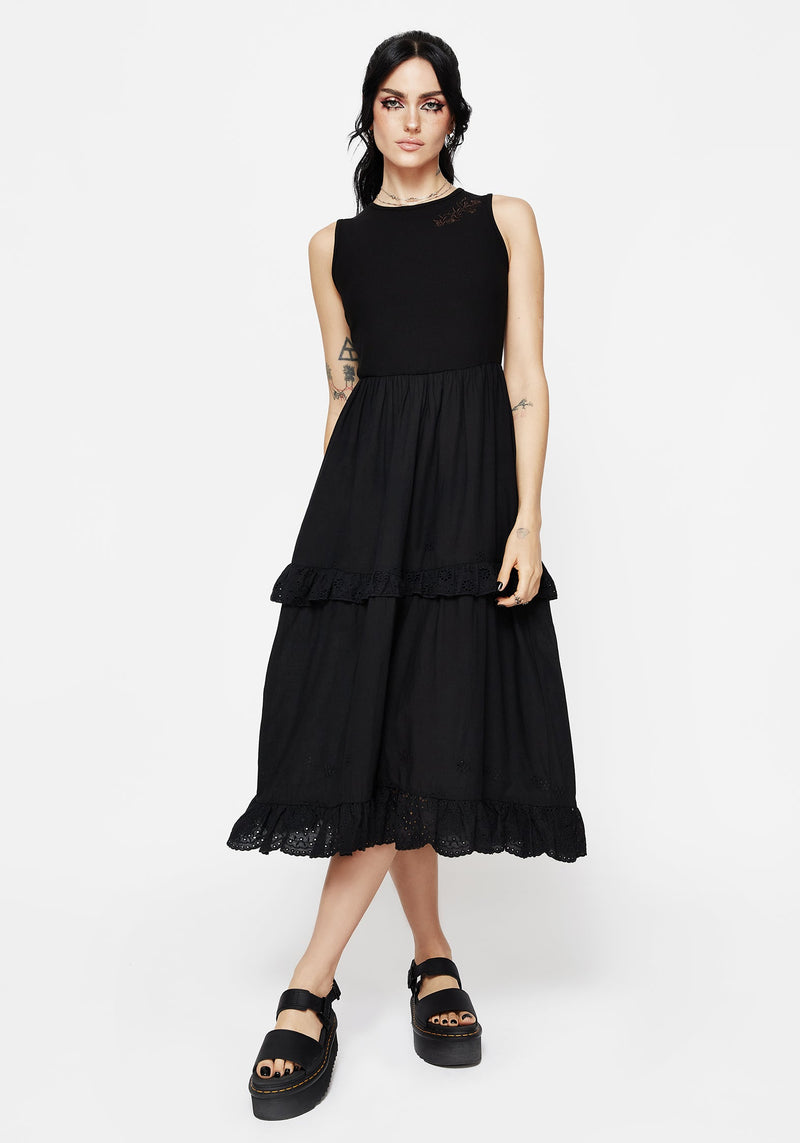 Laveau Embroidered Broderie Midi Dress