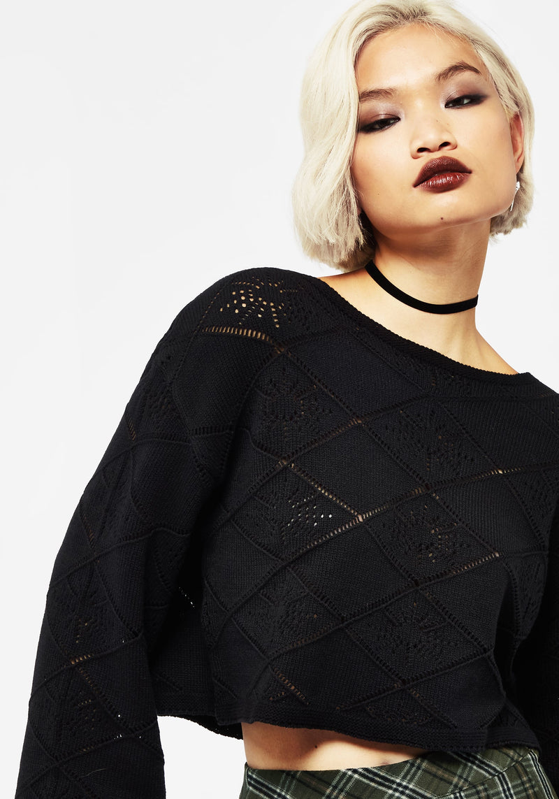 Eliana Celestial Pointelle Knit Crop Jumper