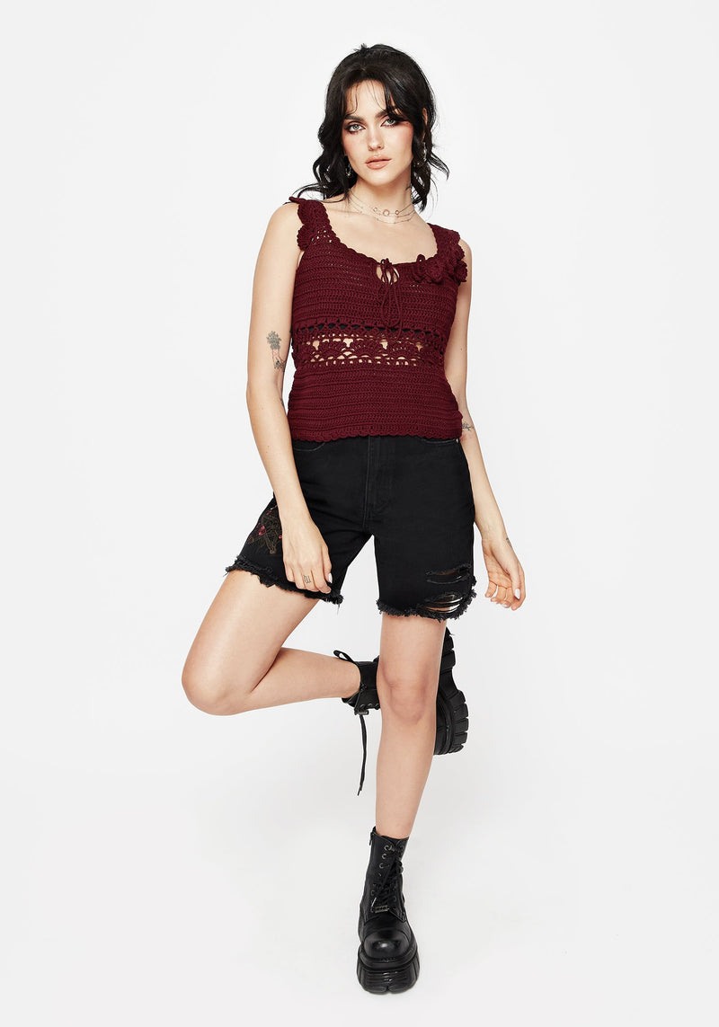 Elnora Moth Hand Crochet Knit Top