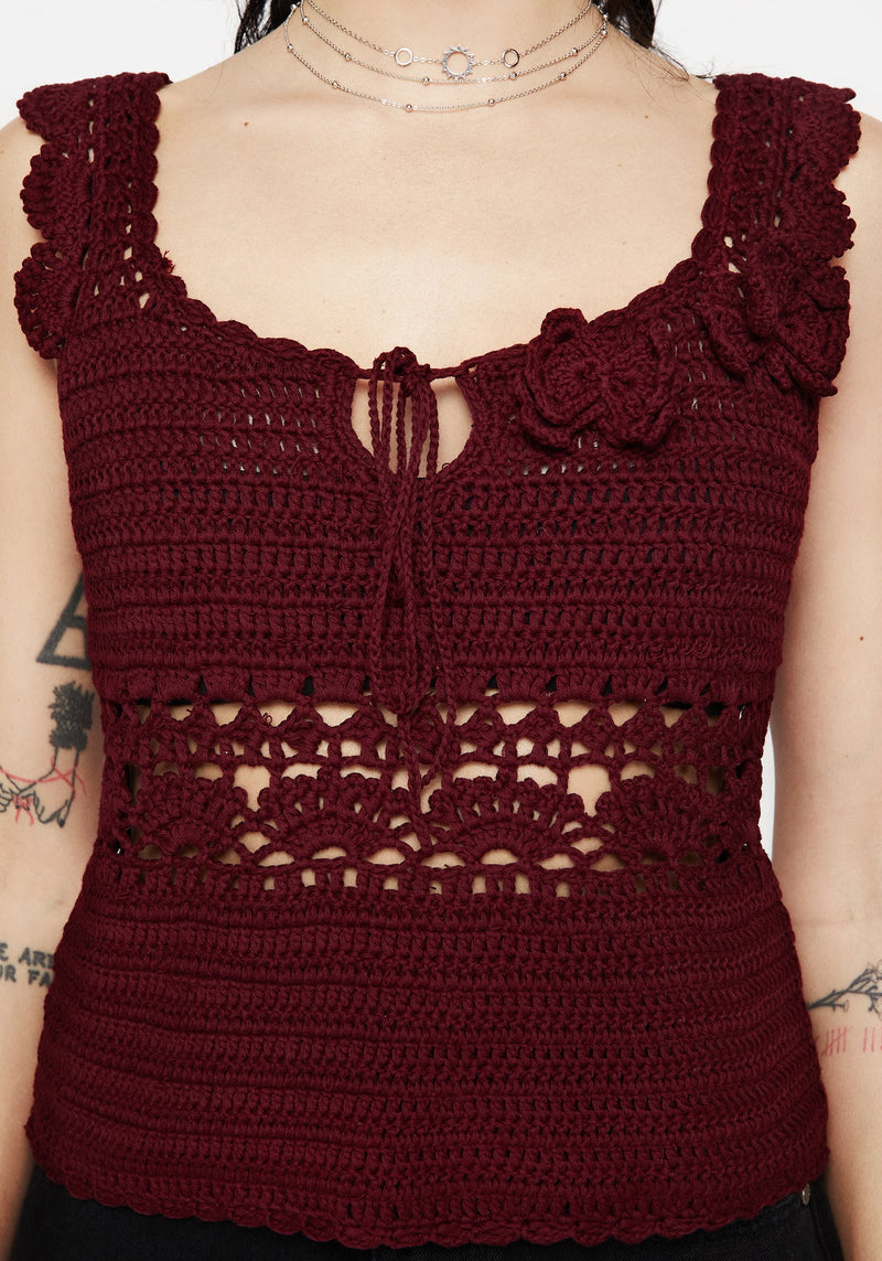 Elnora Moth Hand Crochet Knit Top