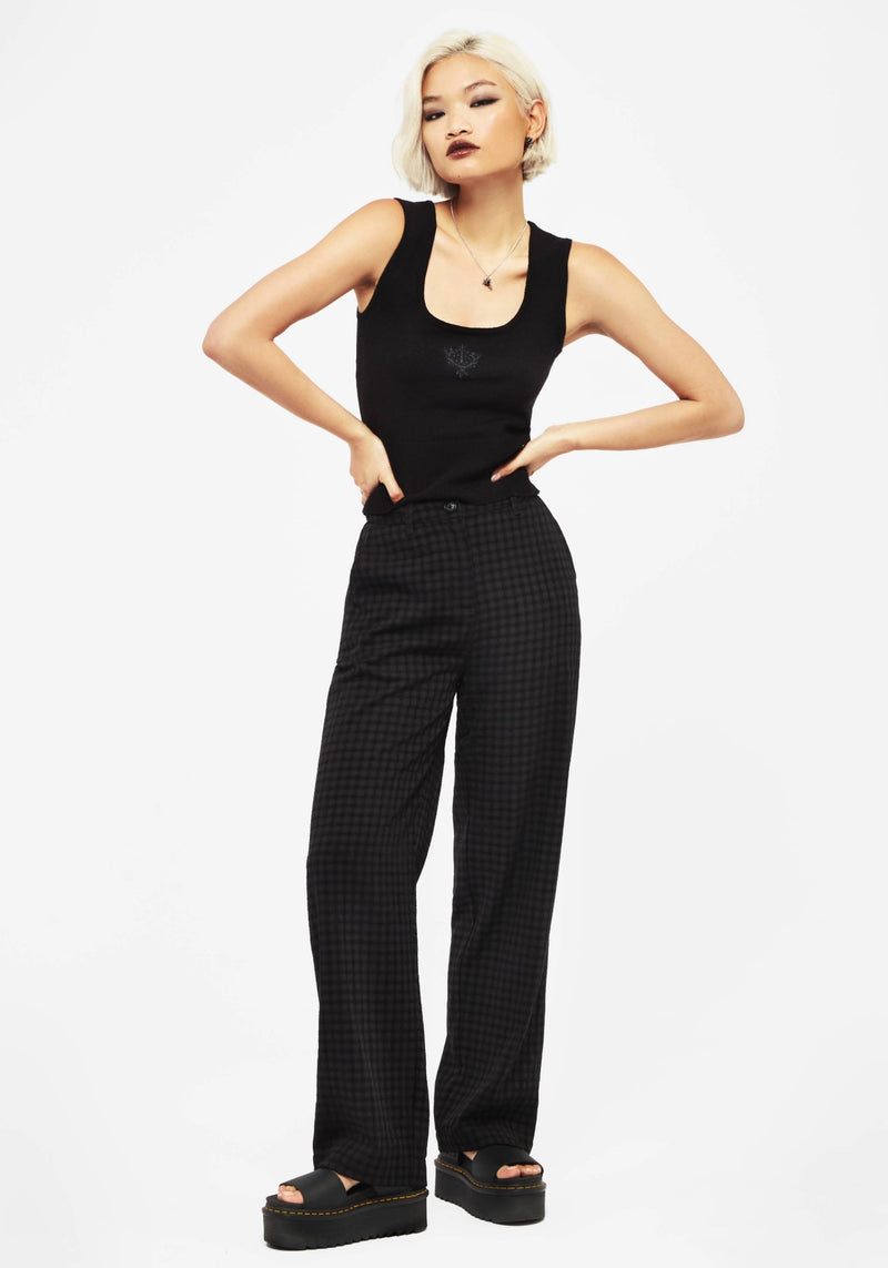 Elen Embroidered Rib Sleeveless Knit Top