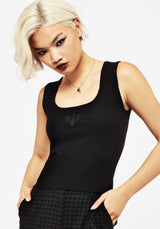 Elen Embroidered Rib Sleeveless Knit Top